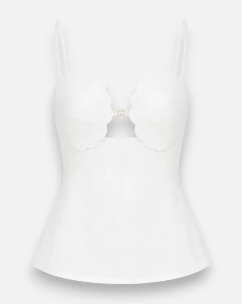 Blusa Farm Rio Shell Bust Off-white Peplum