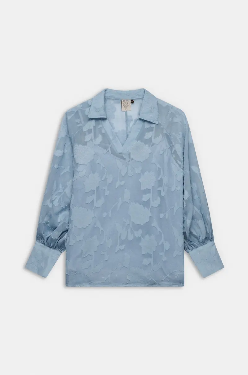 Blusa fluida azul claro con estampado