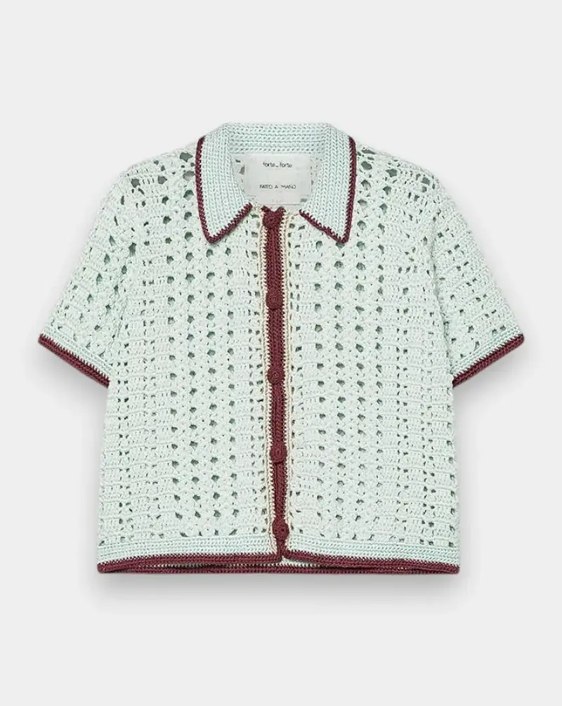 Blusa Forte Forte Cable Luxe Handmade Crochet Polo Shirt