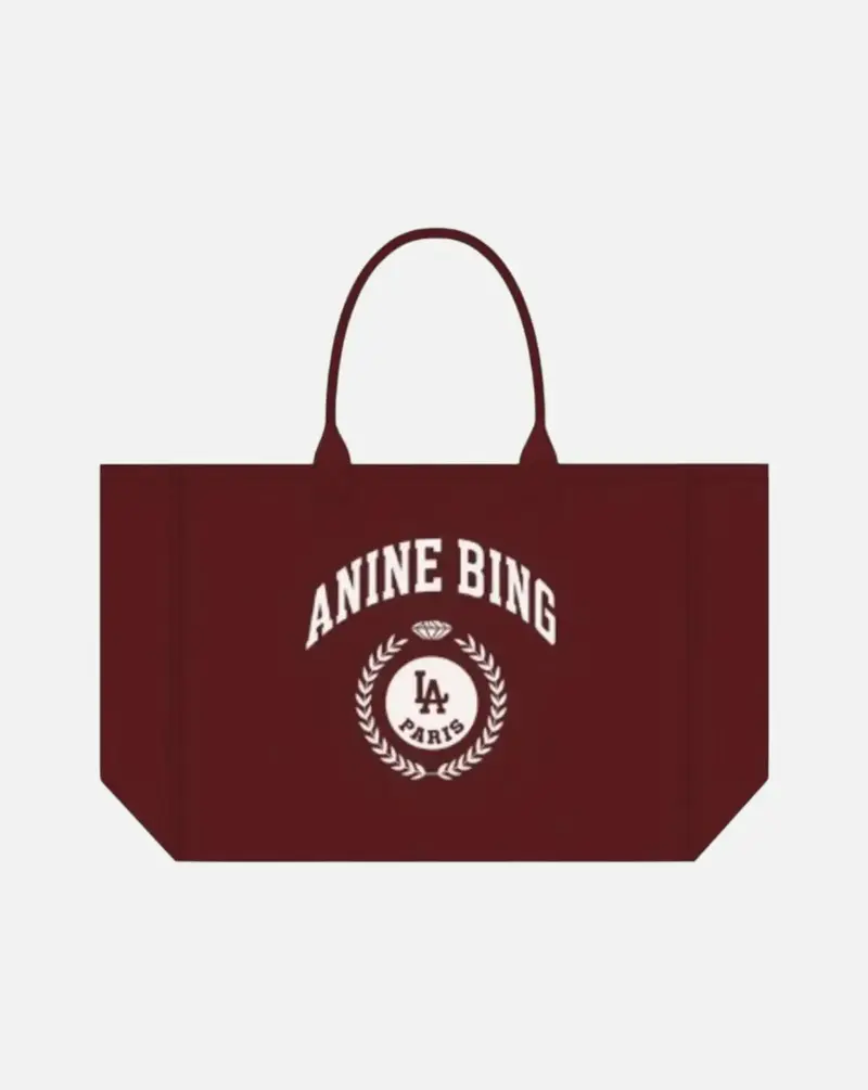 Bolso Anine Bing LEO CANVAS TOTE COLLEGIATE - FIG
