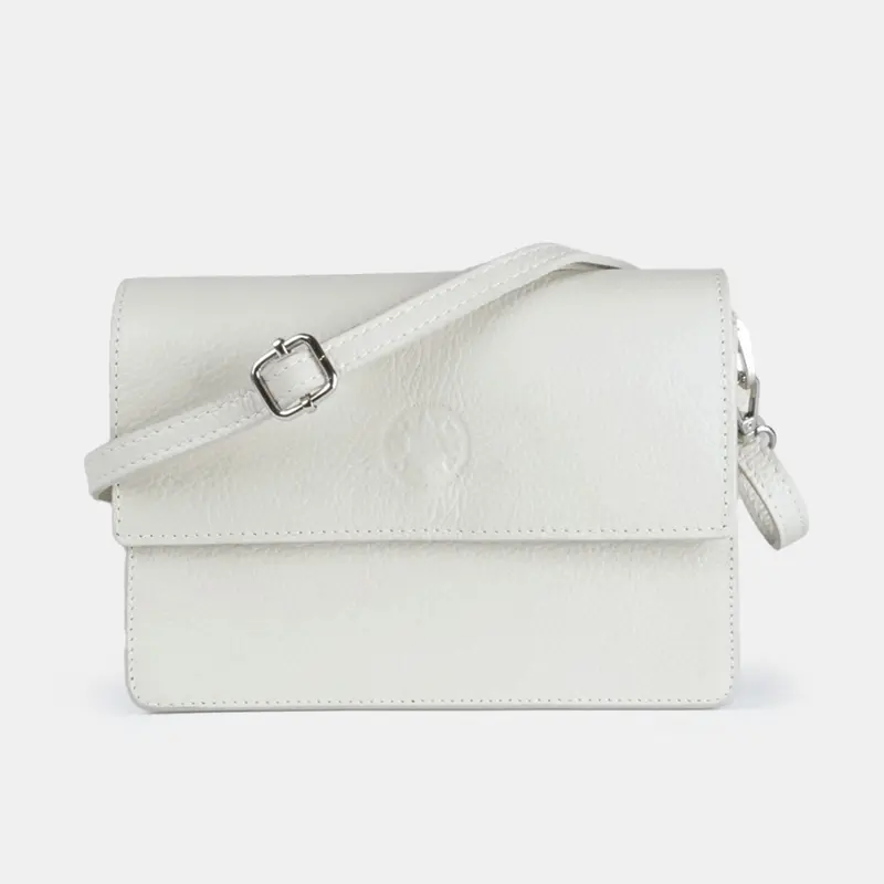 Bolso bandolera de piel para mujer beige Adina