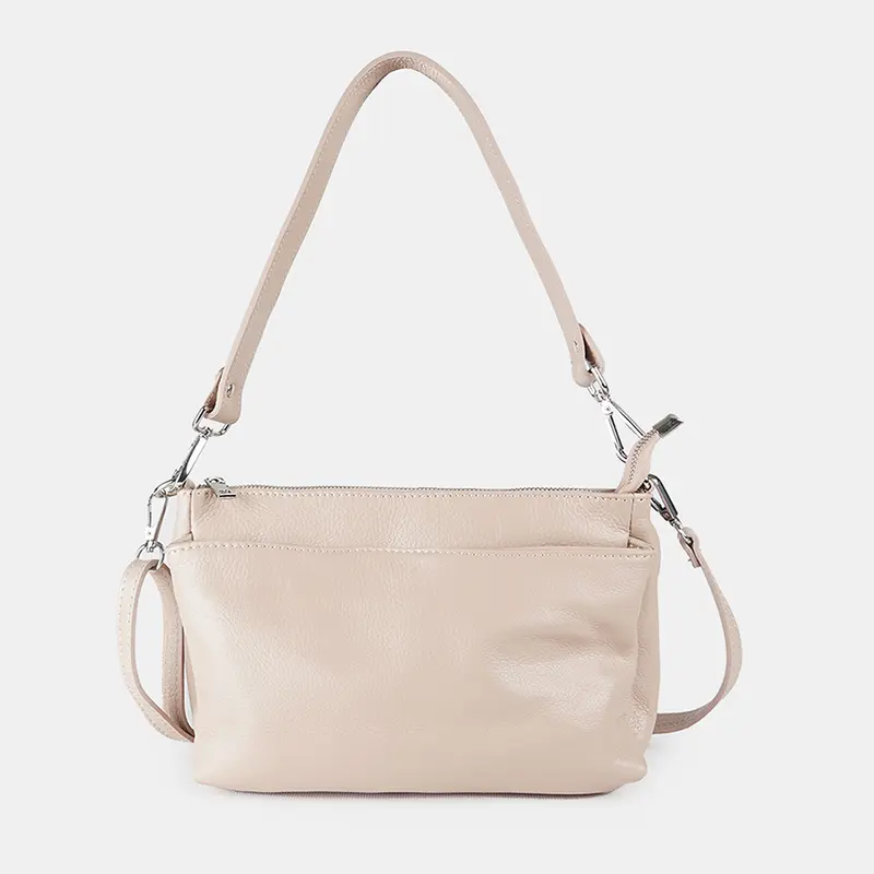 Bolso bandolera de piel para mujer con asa corta rosa claro Martina