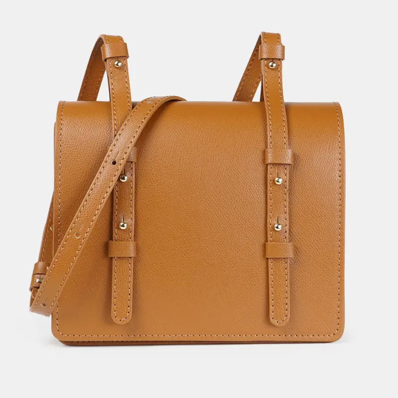 Bolso bandolera de piel para mujer marrón Ainara