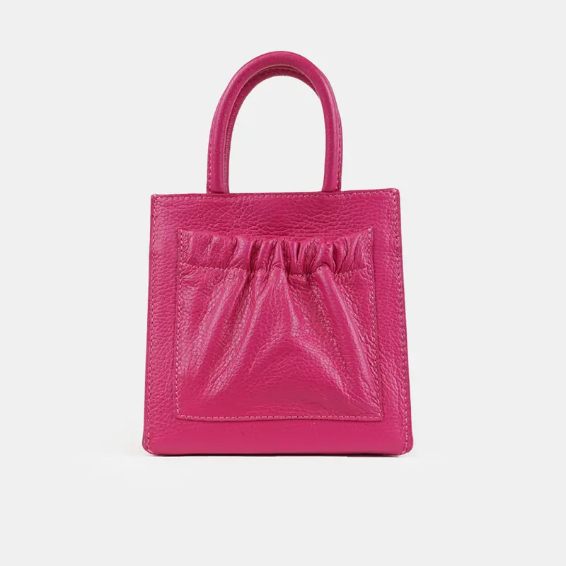 Bolso bandolera de piel pequeño mujer fucsia Carmen