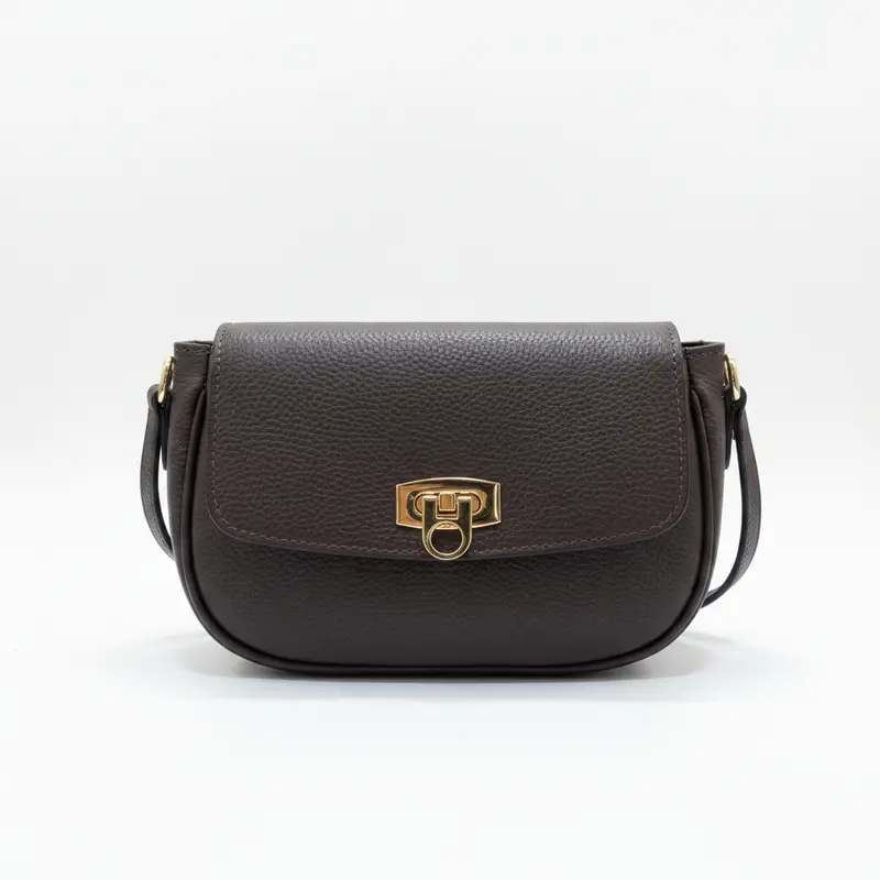 Bolso bandolera piel 100% auténtica color chocolate