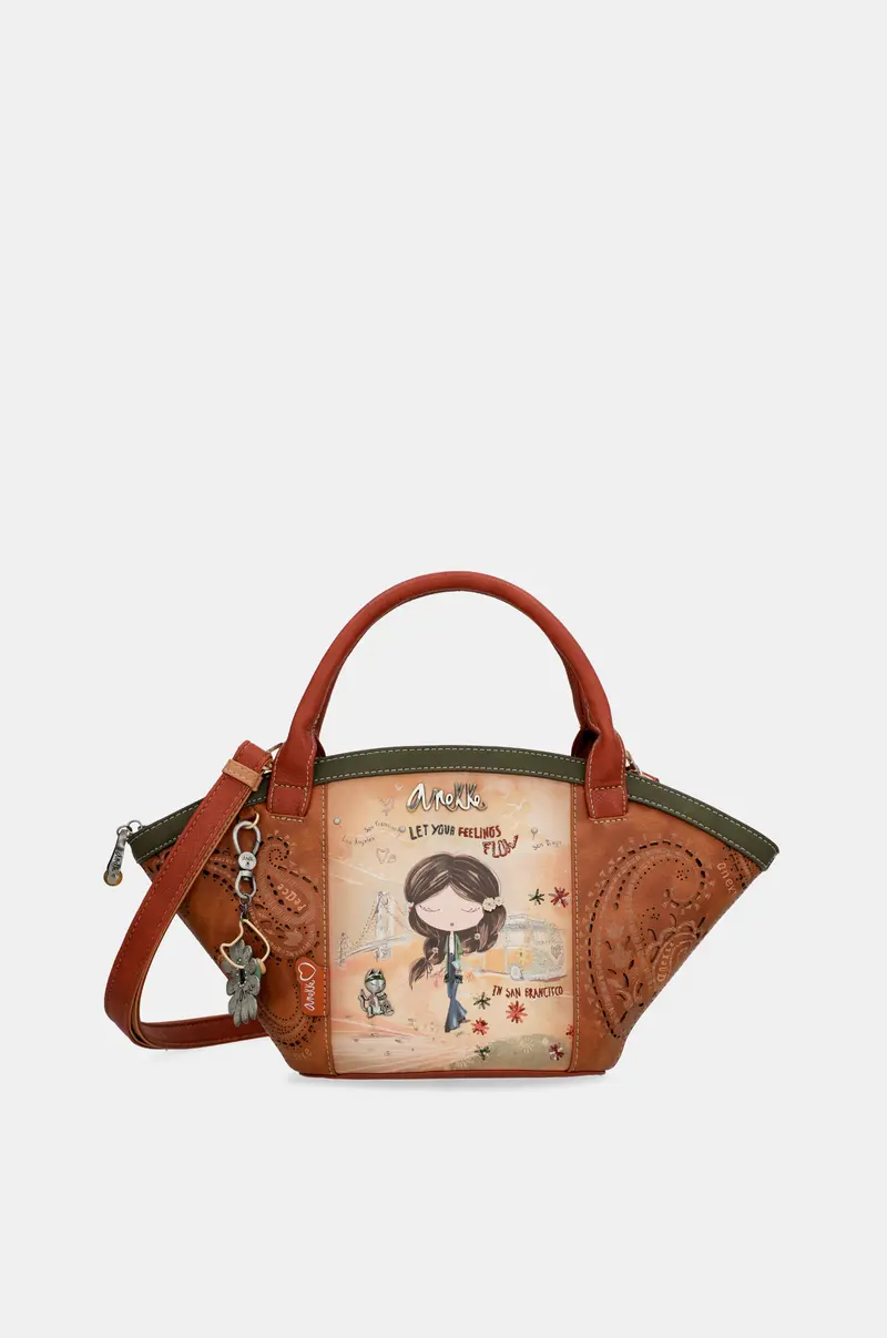Bolso cesta Peace & Love Camel