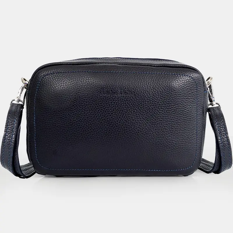 Bolso de bandolera con doble cremalleras Azul marino Cora