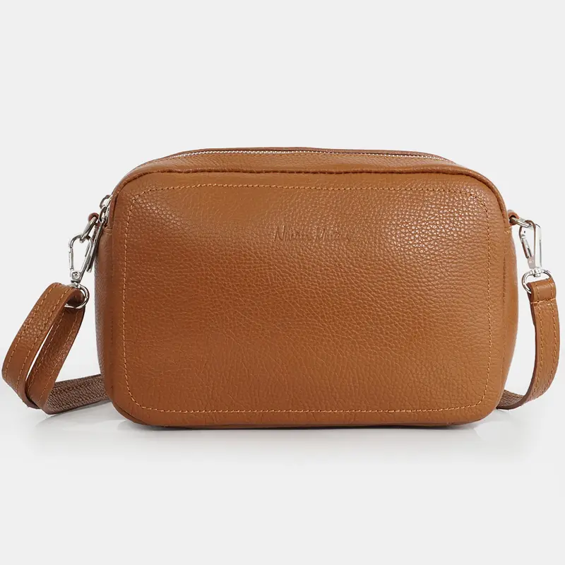 Bolso de bandolera con doble cremalleras Marrón Cora