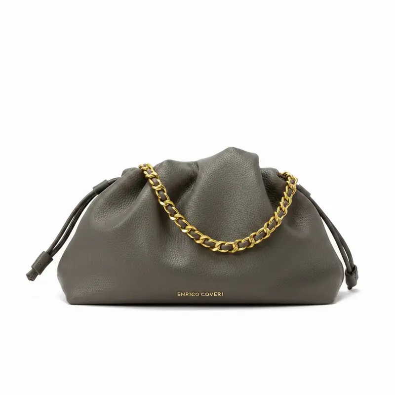 Bolso de hombro y bandolera en formato saco ajustable de color gris - mbyou
