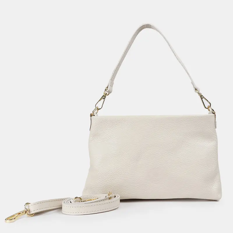 Bolso de mano y bandolera de piel para mujer beige Ariadna