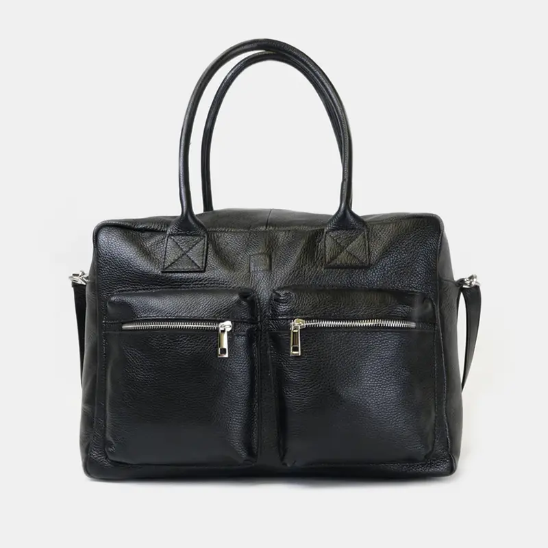 Bolso de viaje de piel con bandolera ajustable para hombre negro Rayan