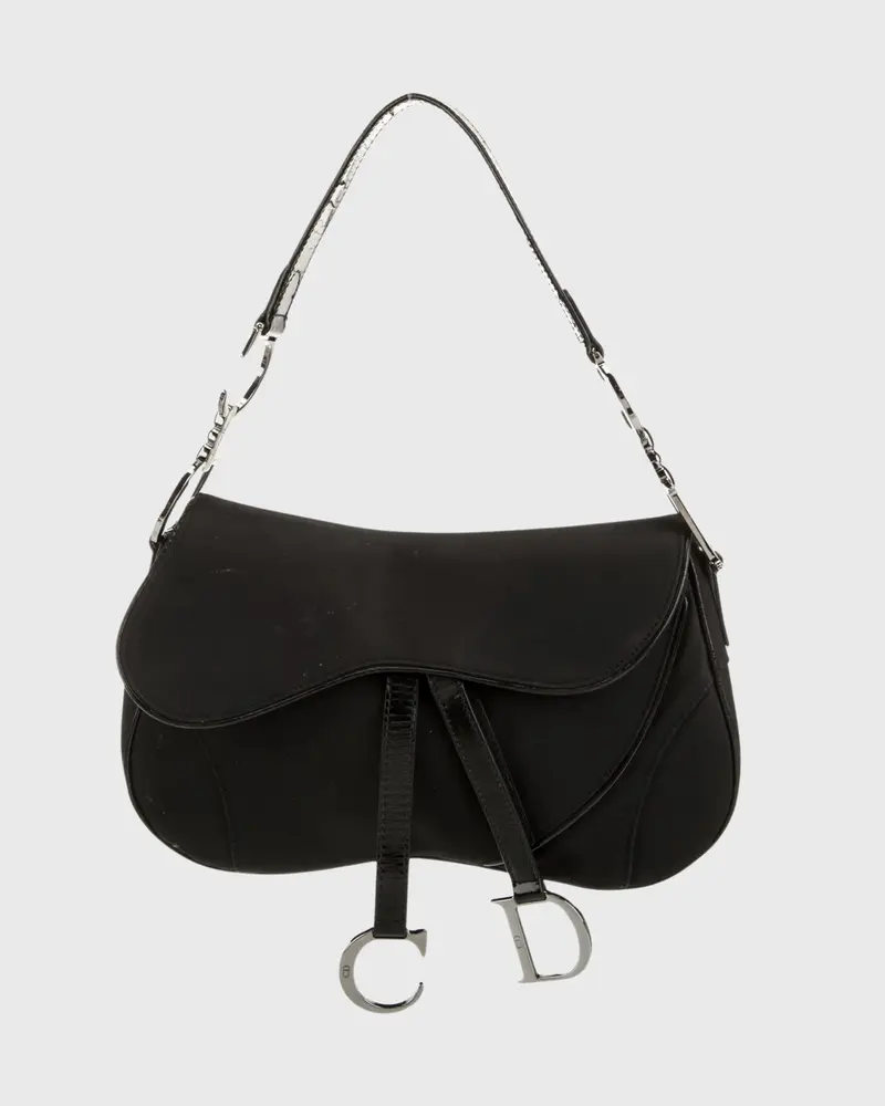 Bolso Dior Double Saddle Bag en Nylon Negro – Edición Vintage Galliano