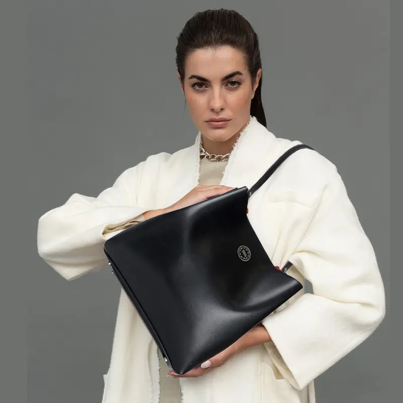 Bolso Hobo de Piel Negro para Mujer - Leticia