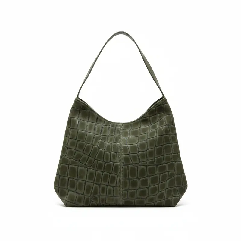 Bolso shopper piel 100% ante grabada efecto cocodrilo