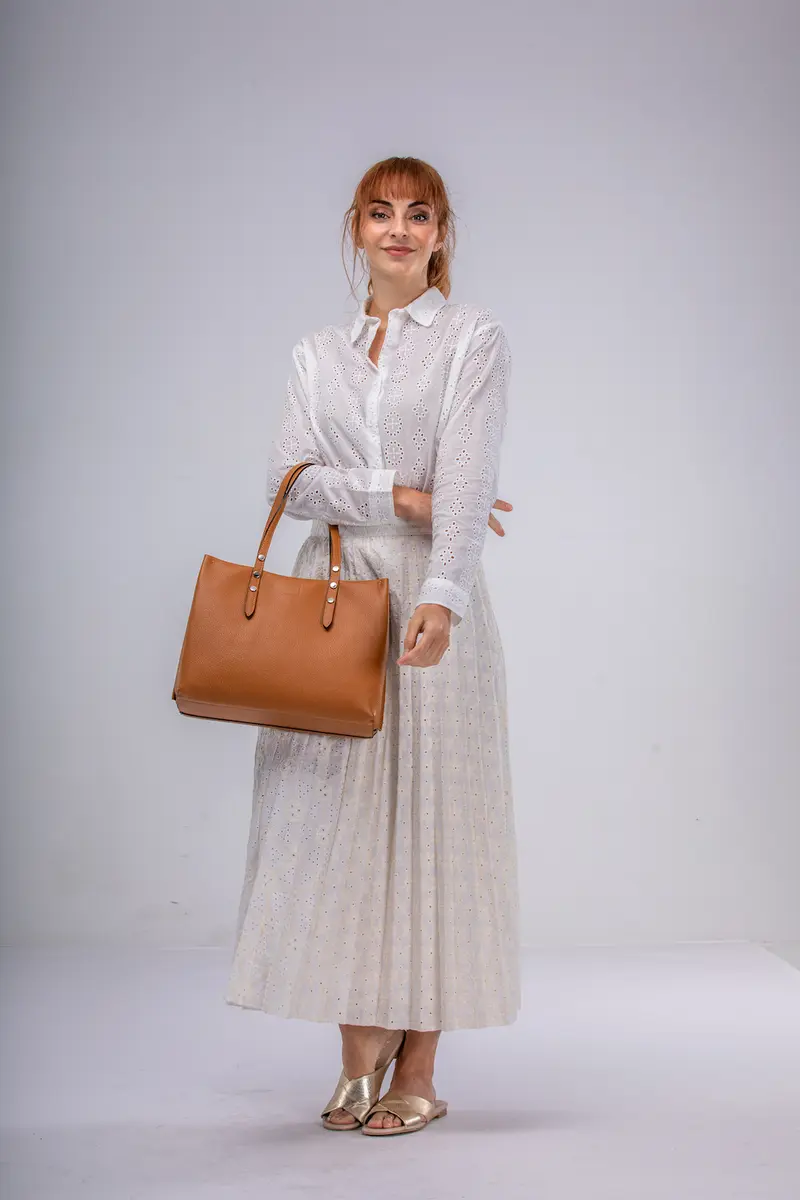 Bolso shopper tote de piel marrón Hayley