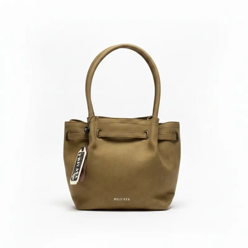 Bolso tipo shooper piel melocotón con asas largas color marrón