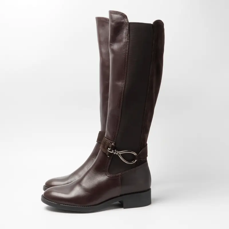 Botas altas de piel de mujer taupe Carrie