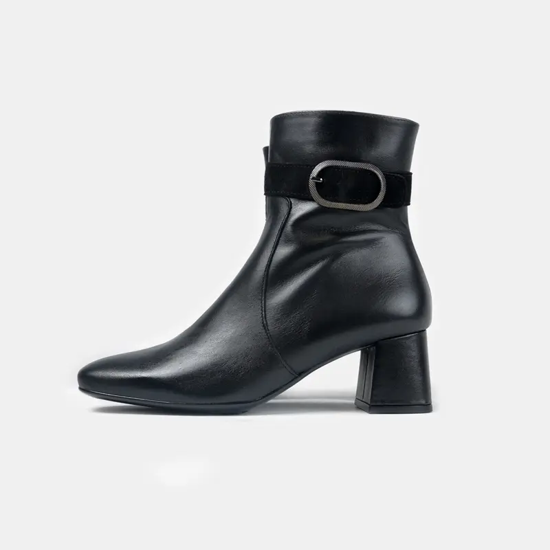 Botines de piel para mujer con tacón negro Lana