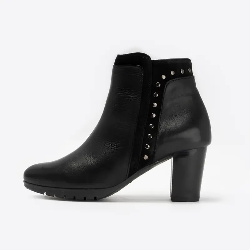 Botines de piel para mujer negro Cora