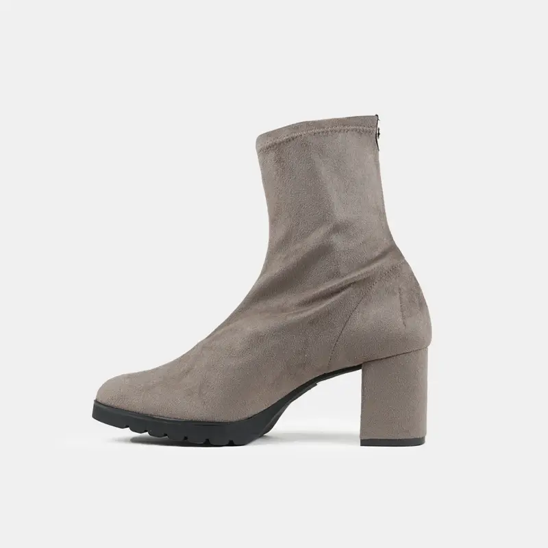 Botines de tacón mujer de antelina taupé Pineda