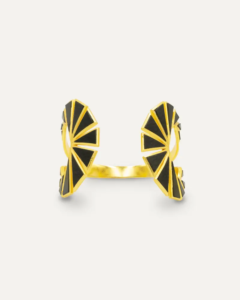 Brazalete Dorado Marina Onix Negro