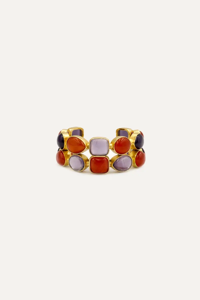 Brazalete Dorado Stunning Amatista y Cornalina