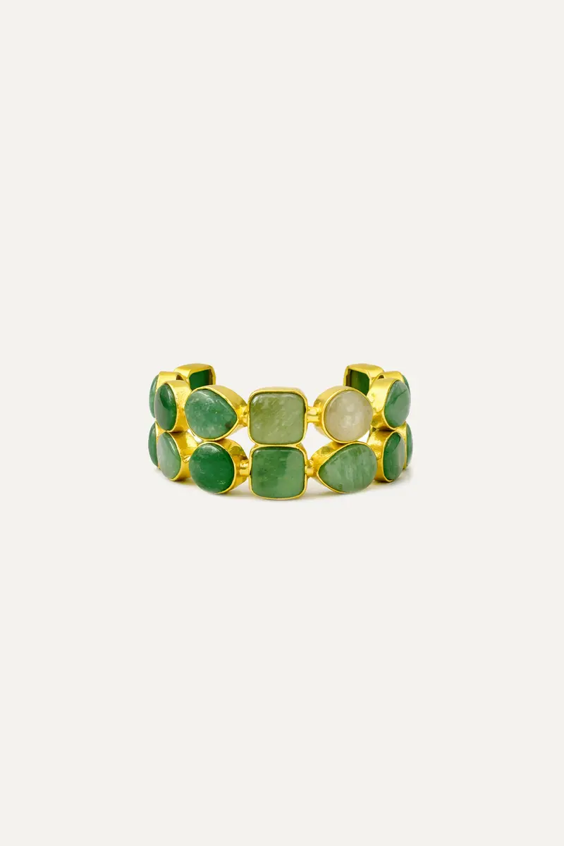 Brazalete Dorado Stunning Amazonita dos filas