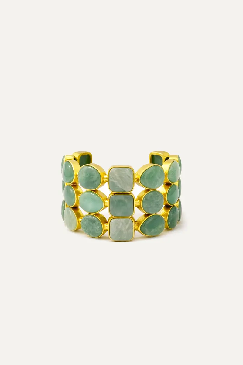 Brazalete Dorado Stunning Three Amazonita