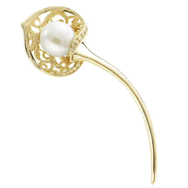 Broche Sacromonte perla y diamantes, oro