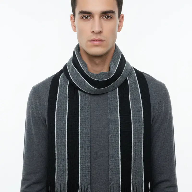Bufanda de invierno con diseño a rayas en tonos oscuros