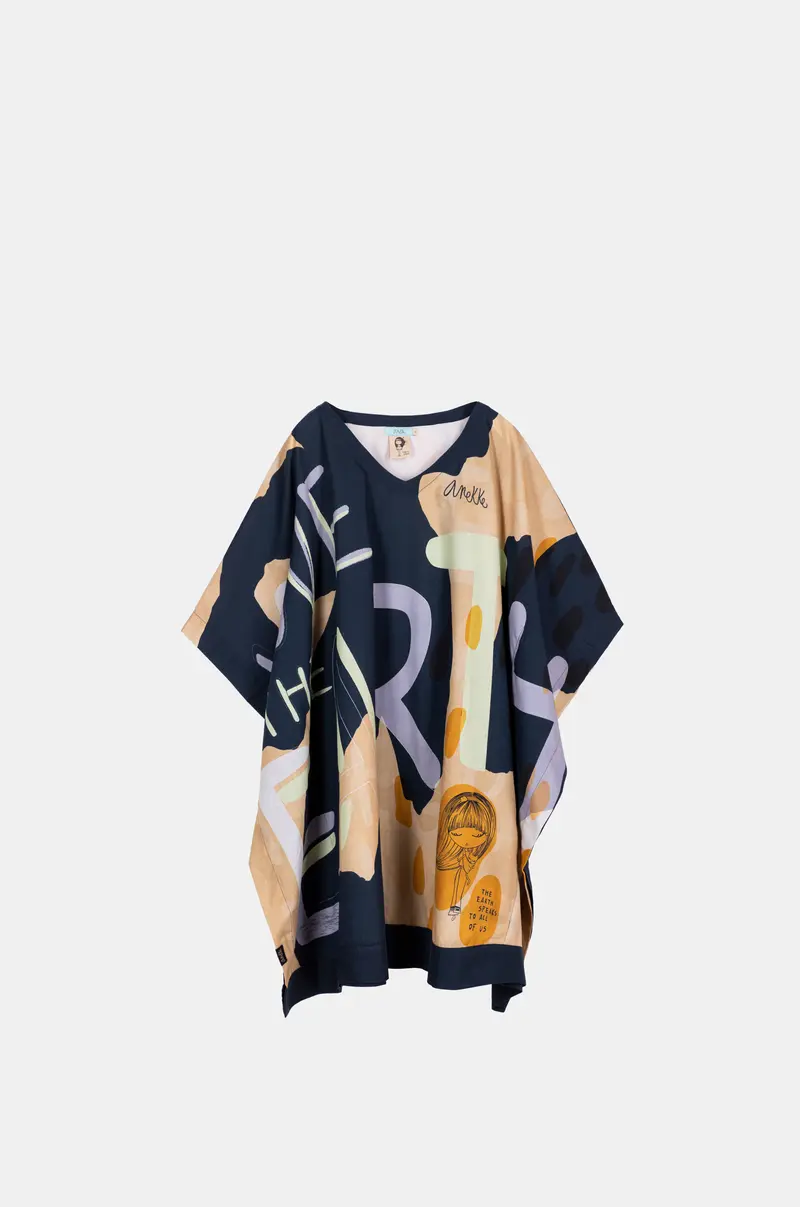 Caftán estampado azul marino