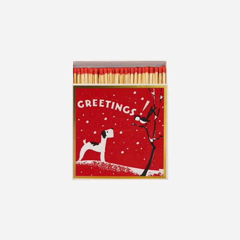 Caja cuadrada de cerillas Winter Greetings