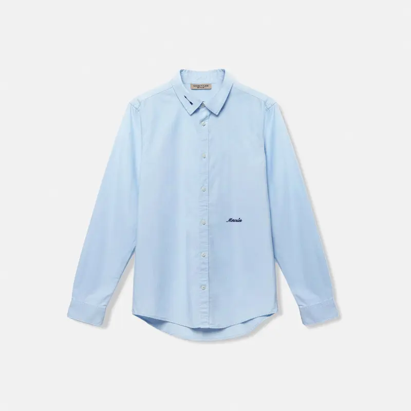 Camisa azul bordado azul
