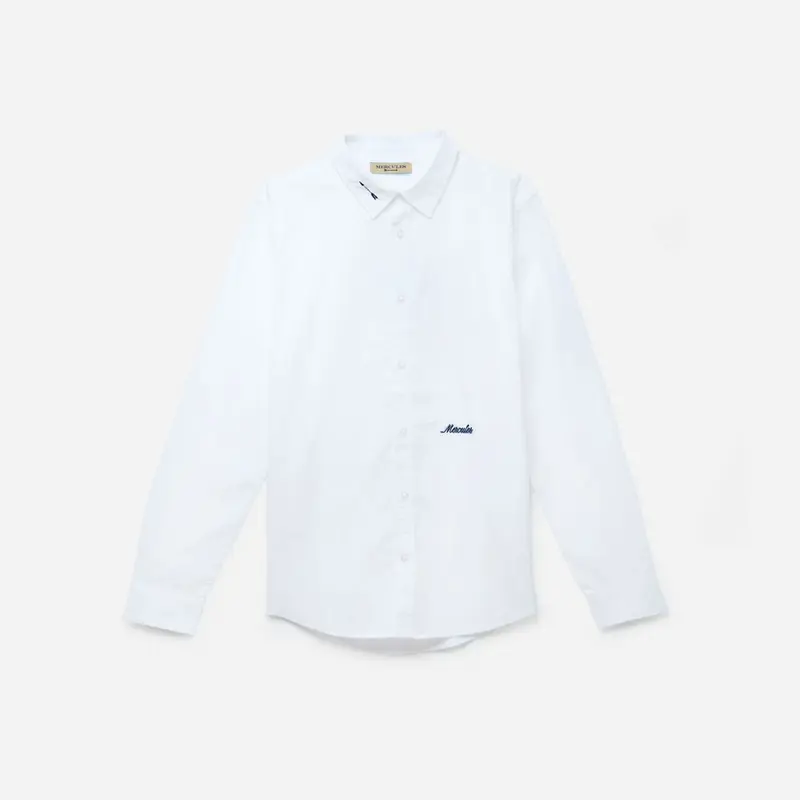 Camisa blanca bordado negro