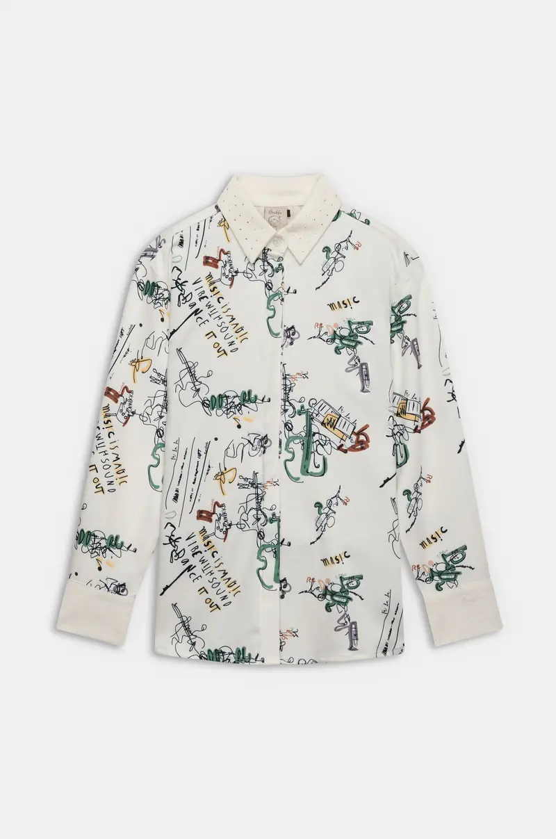 Camisa estampada multicolor con ilustraciones