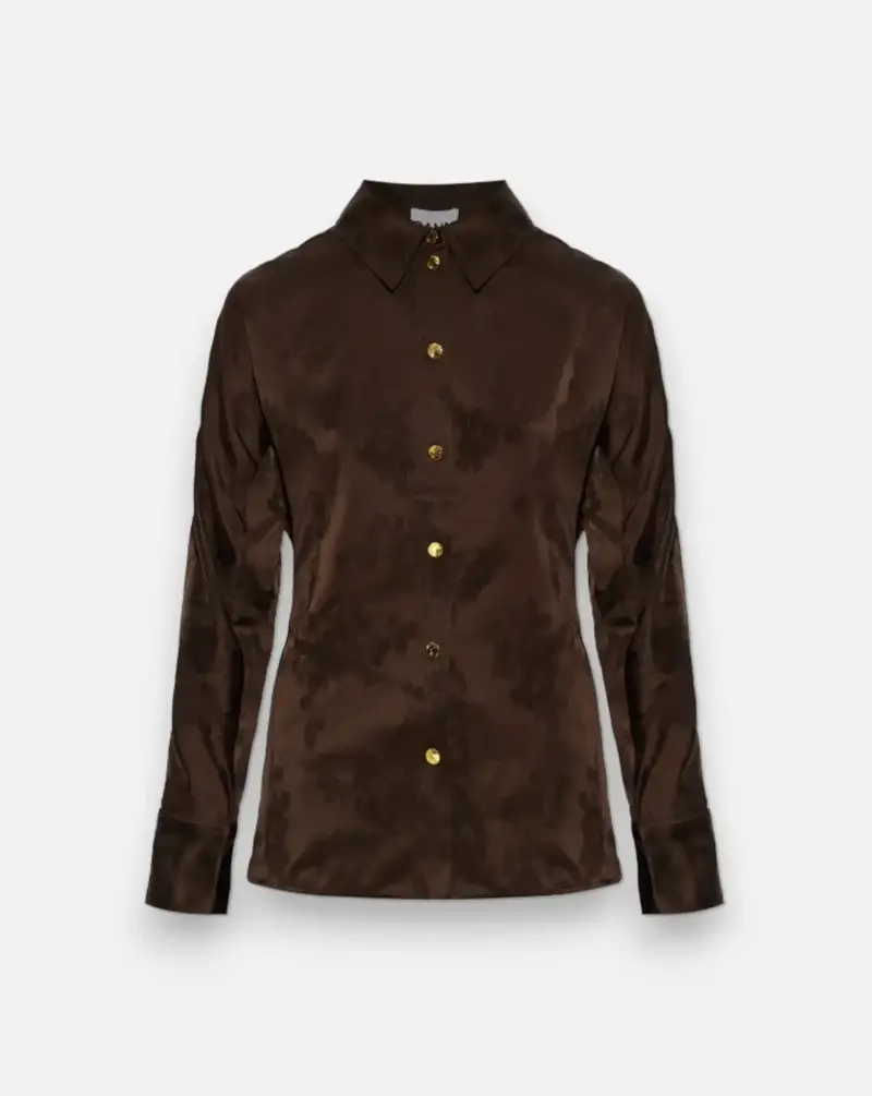 Camisa Ganni Fluid Satin Jacquard