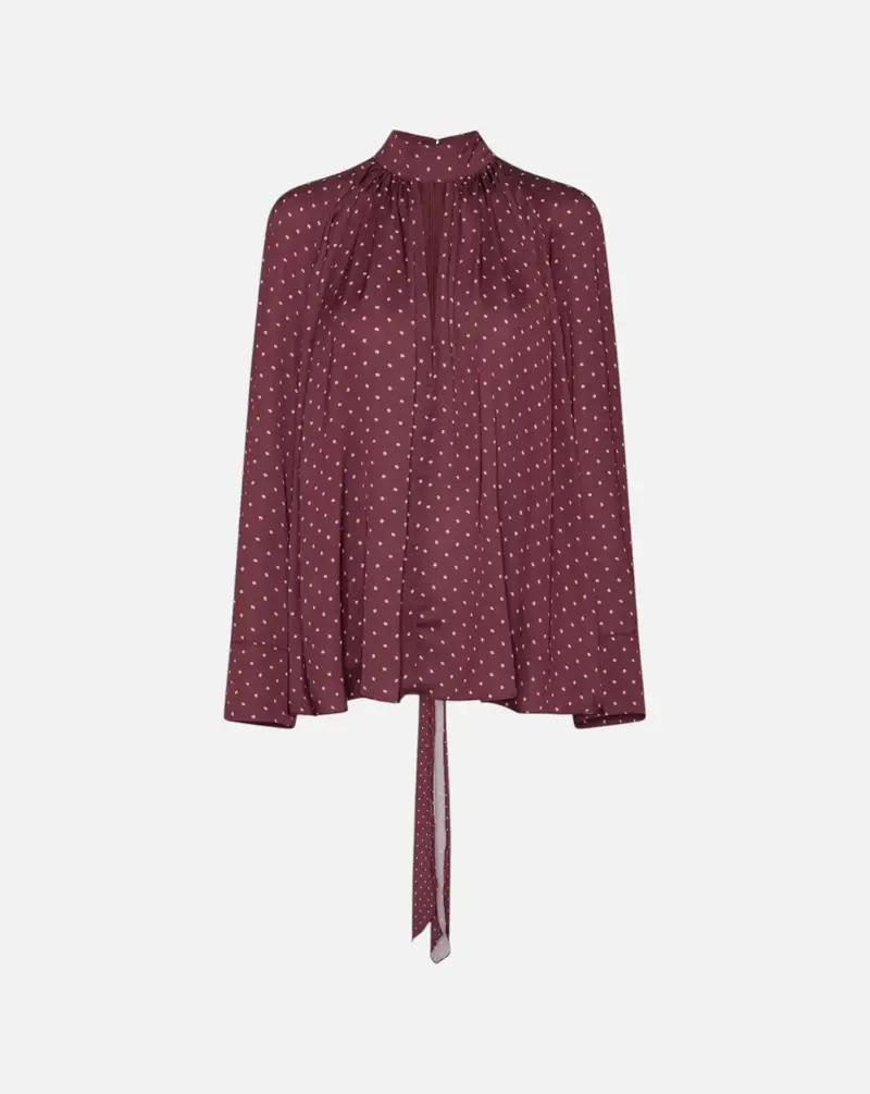 Camisa Rotate Dot Satin Bow Shirt