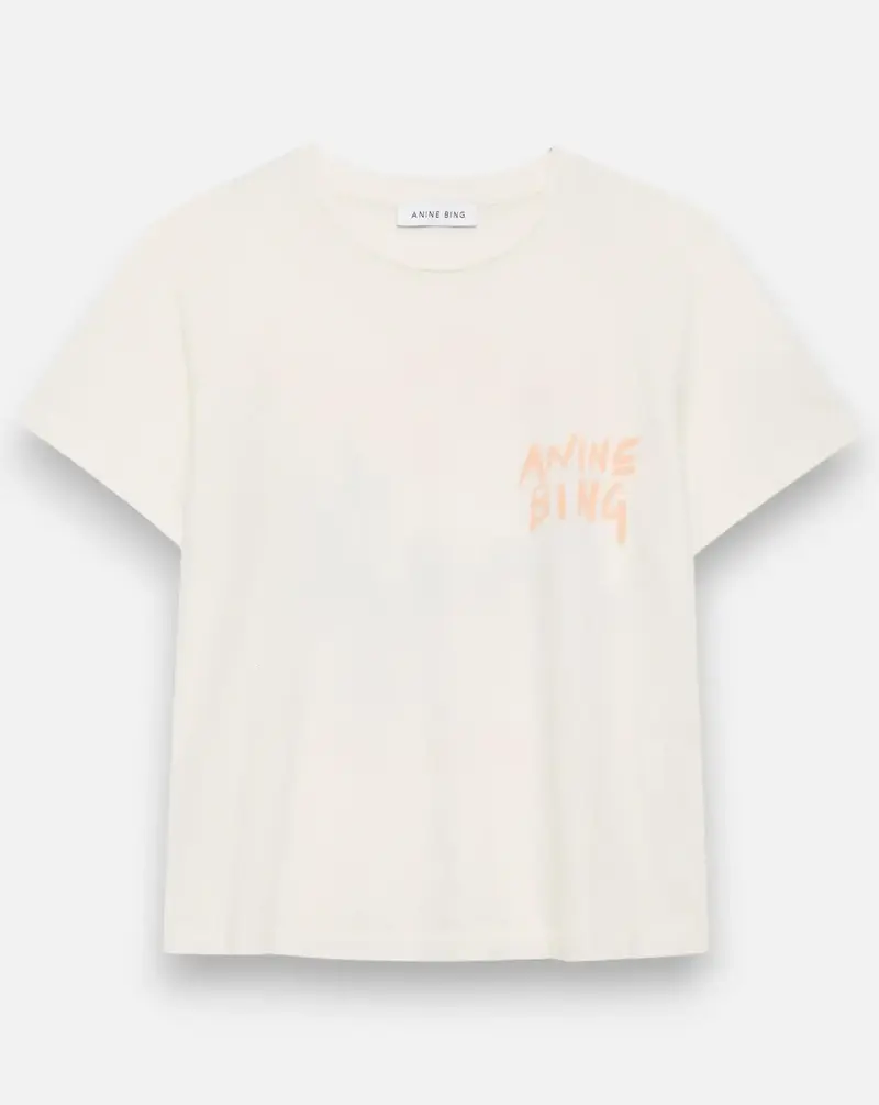Camiseta Anine Bing SHELLEY TEE SURFER - WASHED BUTTERCREAM