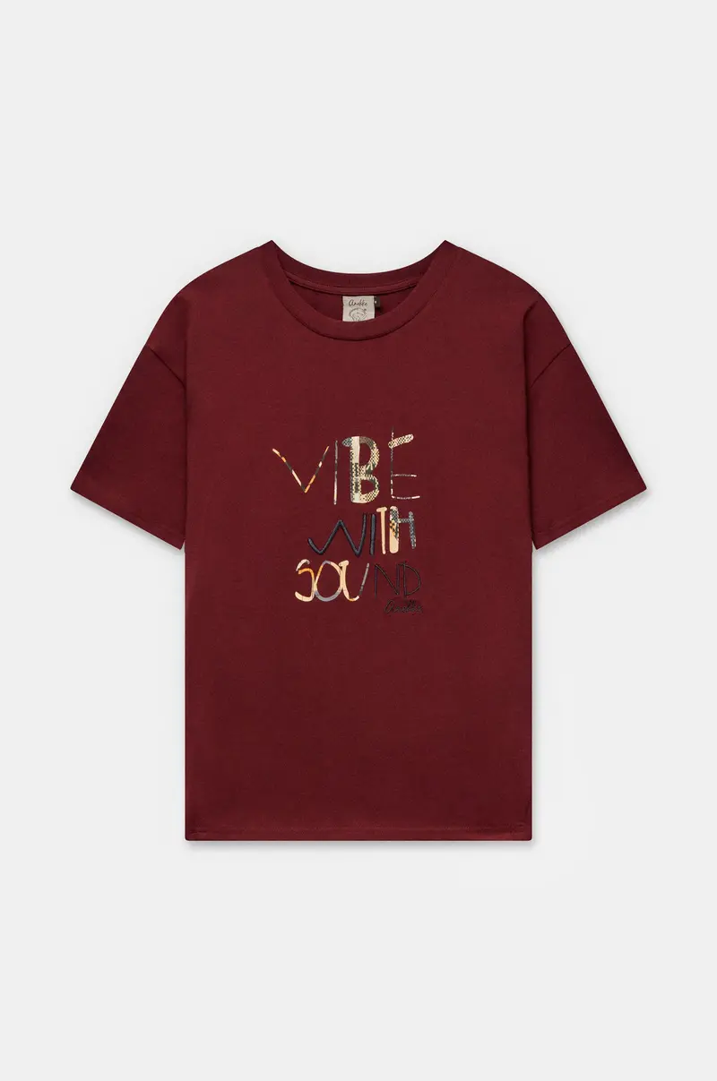 Camiseta burdeos manga corta