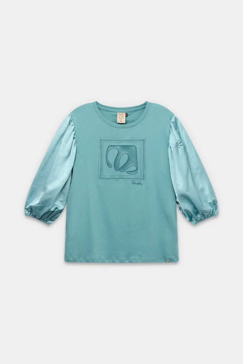 Camiseta con manga abullonada azul