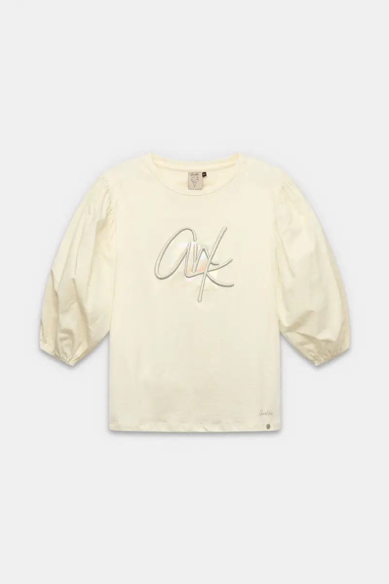 Camiseta con manga abullonada beige