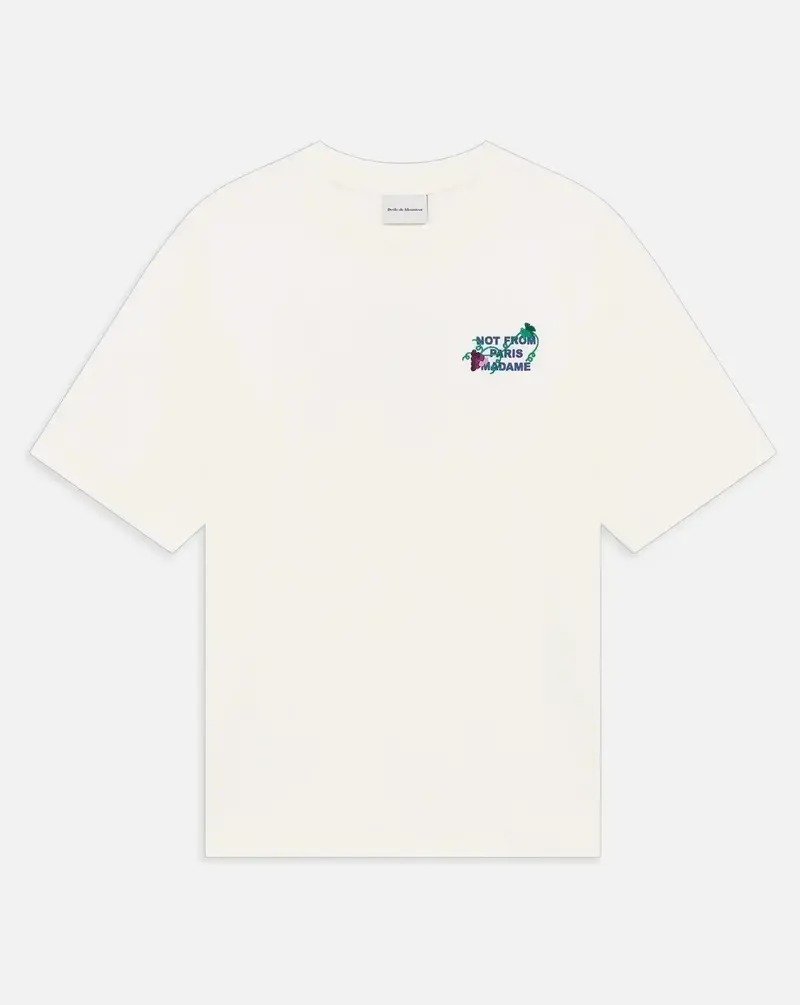 Camiseta Drole de Monsieur Vine Embroidered Slogan T-shirt