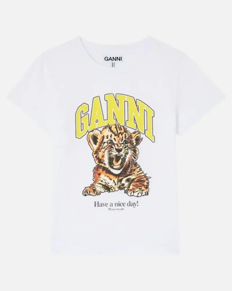 Camiseta Ganni Basic Cotton Jersey Baby Fit Tiger