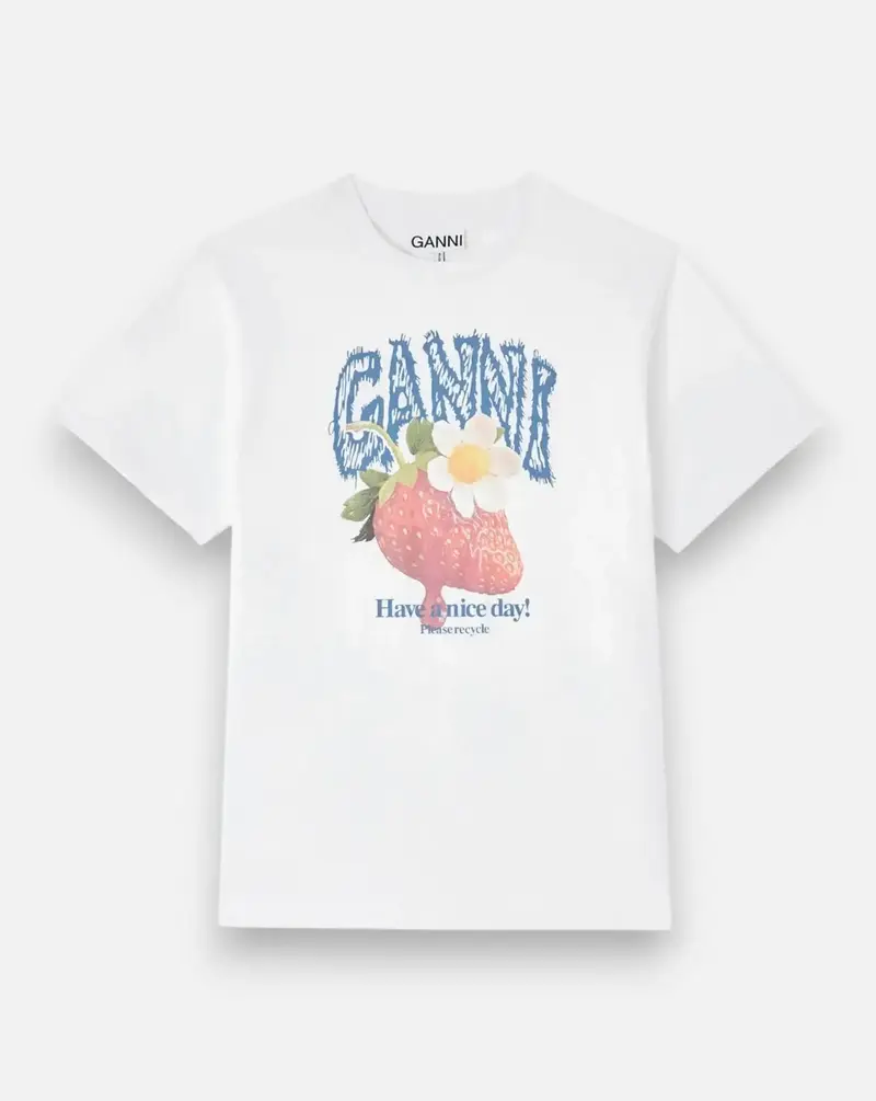 Camiseta Ganni Basic Cotton Jersey Strawberry