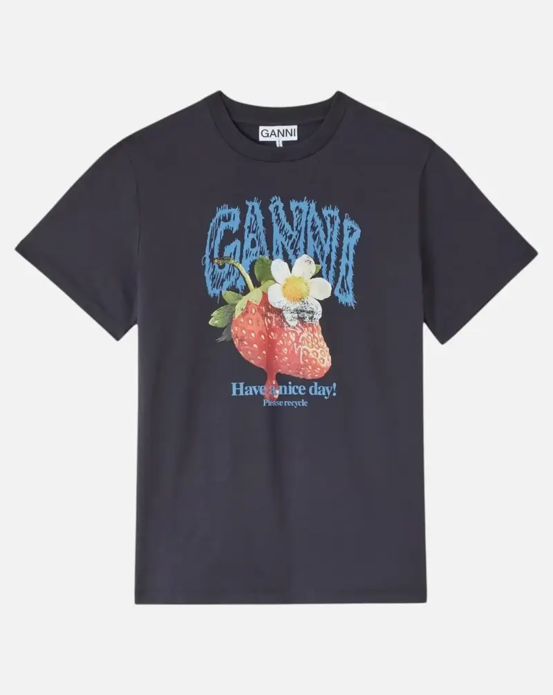 Camiseta Ganni Basic Cotton Jersey Strawberry
