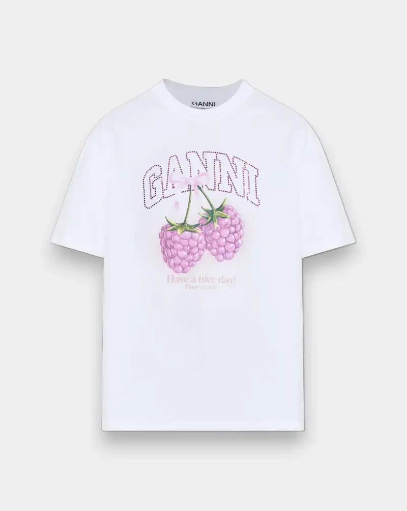 Camiseta Ganni Heavy Cotton Jersey Raspberry