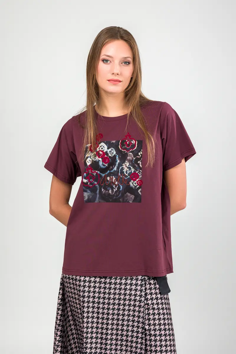 Camiseta manga corta burdeos Manifesto