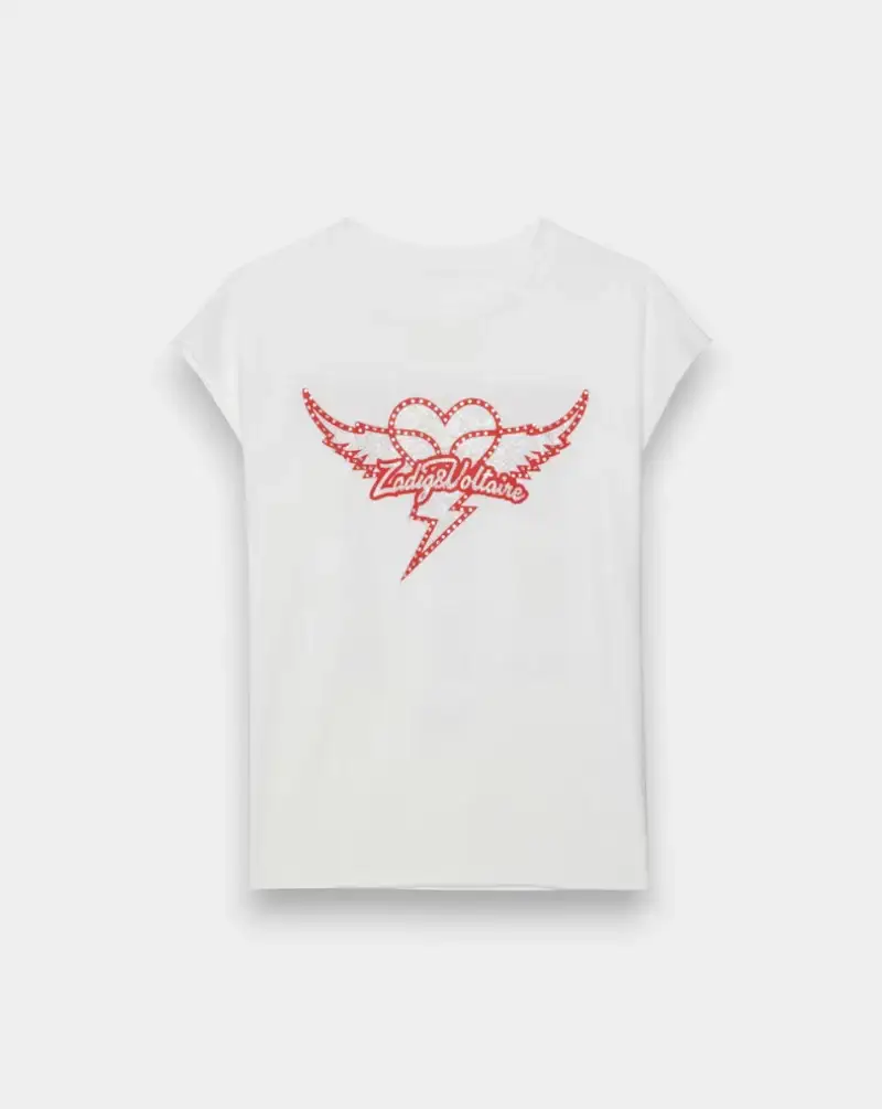 Camiseta Zadig & Voltaire Cloe Hc Heart Wings Strass