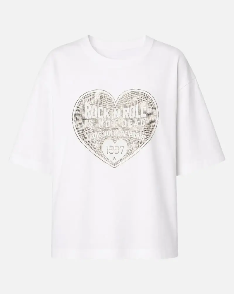 Camiseta Zadig & Voltaire Taida BC Heart RNR Strass