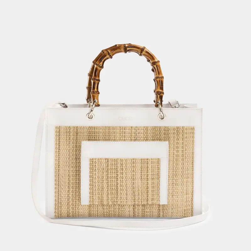 CAPRI SUMMER piel blanca + rafia natural